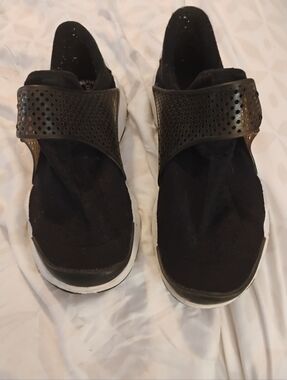 Black Slip-On Perforated Strap Sneakers
